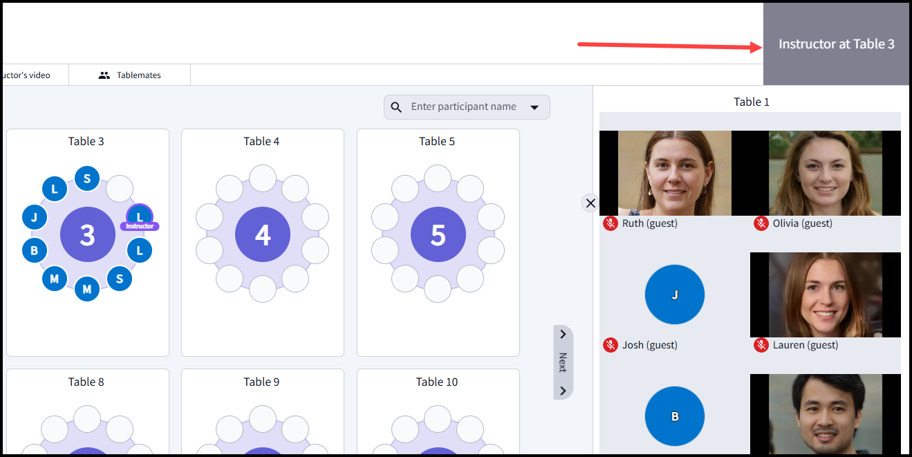 Live Classroom > Views Tabs > Tables – Engageli Help Center